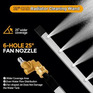 39'' <b>Portable</b> Stainless Steel Radiator Cleaner Tool 25° Fan Nozzle 4000 PSI Pressure <b>Washer</b> for Household <b>Cars</b> Trucks Radiators - Product Image 2