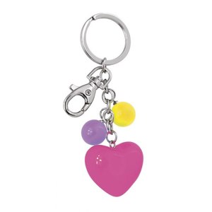 Llavero Promocional de Acrílico con Forma de Corazón Fucsia y Mosquetón, Sin Caja - Product Image 1