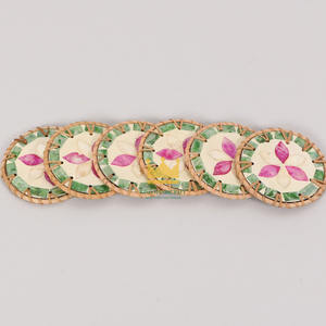 Sous-verre rond en rotin tressé 100 % naturel, écologique et moderne, 10 cm, pour décoration de cuisine, personnalisable - Product Image 2