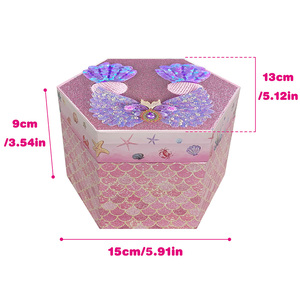 Caja Musical Hexagonal de Sirena con Espejo y Corazón Giratorio, Precio de Fábrica Yiyu, para Niñas, Personalizable, OEM, Venta al Por Mayor - Product Image 2