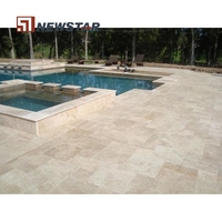 Newstar vente en gros personnalisé Villa décoration intérieure travertin motif français pavés luxe Beige travertin carrelage de sol