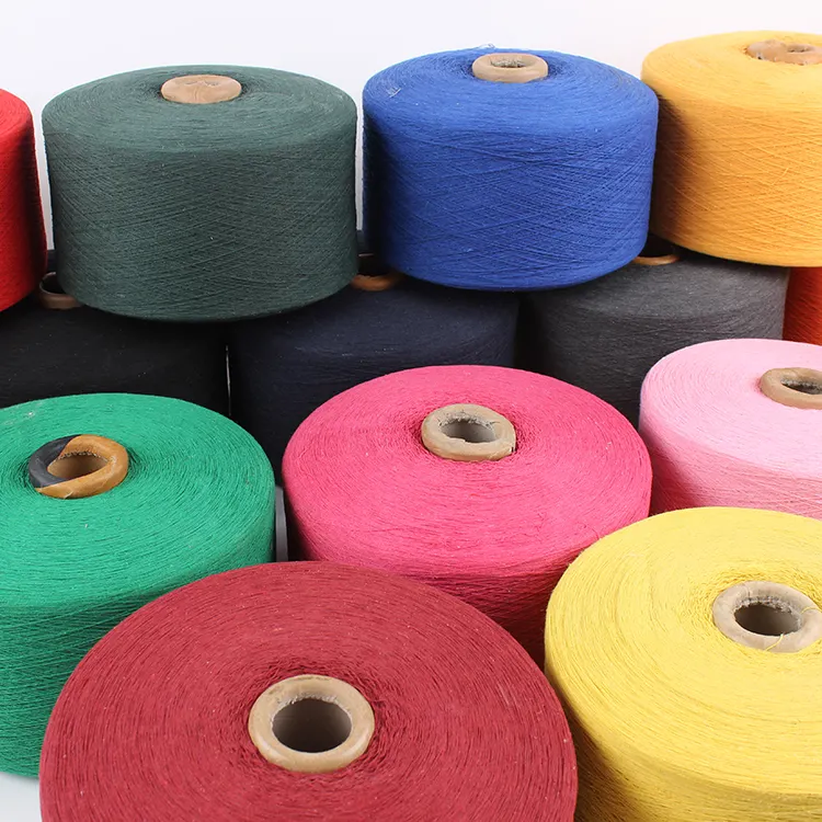 Cotton yarn recycled cotton polyester blend yarn for knitting and weaving