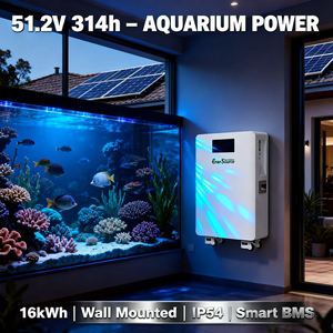 Batterie au lithium 51,2 V 48 V 314 Ah 16 kWh pour systèmes de stockage d'énergie solaire, montage mural avec roues - Product Image 4