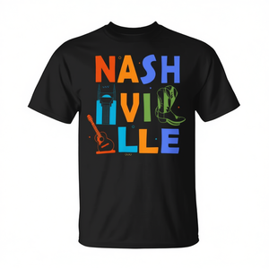 Camiseta de Nashville, recuerdo de la ciudad de la música, regalo de viaje, color negro, unisex para adultos - Product Image 2