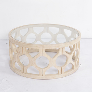Nuovo design fatto a mano in rovere <span class=keywords><strong>rotondo</strong></span> intagliato <span class=keywords><strong>rotondo</strong></span> top in <span class=keywords><strong>vetro</strong></span> <span class=keywords><strong>tavolo</strong></span> da tè <span class=keywords><strong>per</strong></span> eventi - Product Image 3
