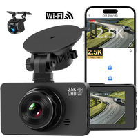 Caméra de tableau de bord IPS 3 pouces, double objectif avant/arrière 2.5K, vision nocturne, Wi-Fi intégré, grand angle 170°, enregistrement en boucle, enregistreur vidéo de stationnement