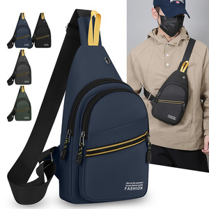 Men's Chest Bag Oxford Cloth Large Capacity Crossbody Bag For Leisure Travel Solid Color Army Green Dark Blue Gray Black - Product Image 4
