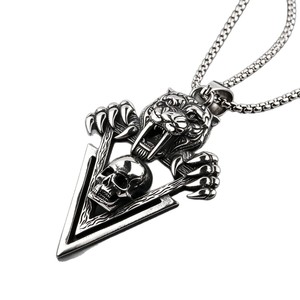 Yunnique – collier avec pendentif crâne de panthère en acier inoxydable pour hommes, design animal géométrique, bijoux de style Hip Hop Punk - Product Image 5