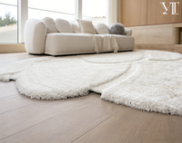 Langflorige Teppiche in Einfarbigem Cremefarben und Hochwertigem Stil Maßgefertigte Teppiche Wohnzimmer Großer Flauschiger Teppich