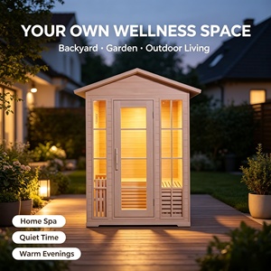 Moderna Cabina de <span class=keywords><strong>Sauna</strong></span> de Madera para Exteriores, <span class=keywords><strong>Sauna</strong></span> Seca de Infrarrojos para 2-3 Personas, <span class=keywords><strong>Sauna</strong></span> de Madera para Jardín o Patio, Venta al Por Mayor - Product Image 1