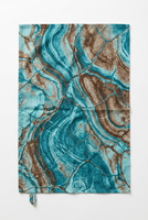 Essuie-mains de cuisine en coton style pierre bleue exotique, motif Lac Turquoise, pour décoration côtière