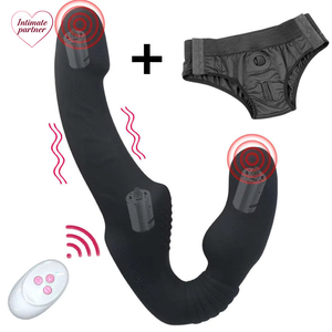 Vibrador de 10 Velocidades, Dildo con Correa, <span class=keywords><strong>Doble</strong></span> Vibración, Estimulador de Punto G, Juguetes Sexuales para Mujeres y Parejas, Masajeador Anal y de Próstata - Product Image 1