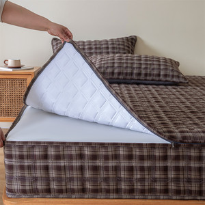 100% Coton 720 °   Protège-<span class=keywords><strong>matelas</strong></span> matelassé respirant à fermeture éclair, <span class=keywords><strong>housse</strong></span> <span class=keywords><strong>de</strong></span> lit 6 faces pour usage domestique et hôtelier, drap-<span class=keywords><strong>housse</strong></span> intégral - Product Image 4