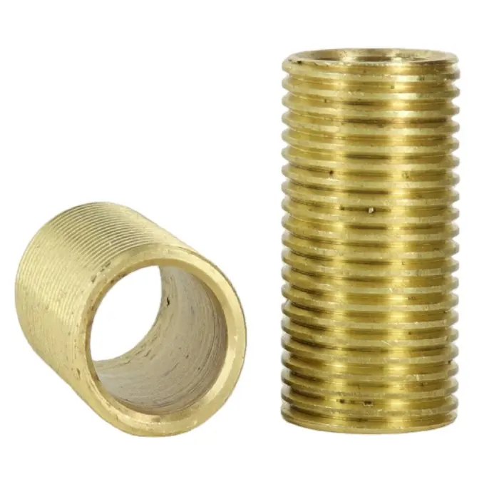 OEM 1"2"5"Long X wide Male Fully Threaded Hollow Brass round screw Nipple for Light fittings factory price