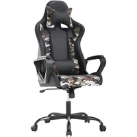 Silla de Juego de Cuero PU Suave AJUNION, Silla de Oficina Ergonómica Giratoria con Ruedas y Soporte Lumbar