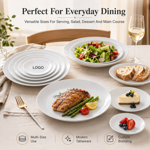Assiette Ronde Moderne en Céramique sur Mesure de 10,5 Pouces, Vaisselle en Porcelaine Blanche pour Dîner, Pâtes, Maison et Restaurant - Product Image 2