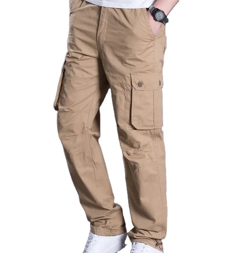 Mannen Zes Zakken Cargo Broek Katoen Polyester Boor Casual Jacht Broek Kaki Groen Zwart Grijs Kleur