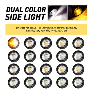 AUXITO 1 Pouce 20x Feux de Position Latéraux Ronds Blanc Ambre Bicolores LED Type Balle pour Camion Remorque - Product Image 3