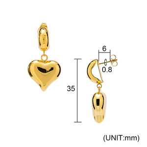Anting Wanita Fashion Bahan <span class=keywords><strong>Stainless</strong></span> <span class=keywords><strong>Steel</strong></span> Berlapis Emas Bentuk Tetesan Air Hati Anting Emas - Product Image 5