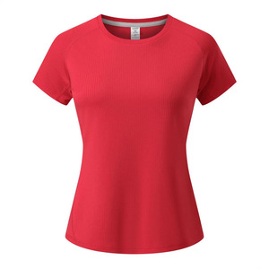 Women's Short Sleeve T-Shirt 100 Polyester Knitted Quick Dry Workout Shirt - Product Image 4