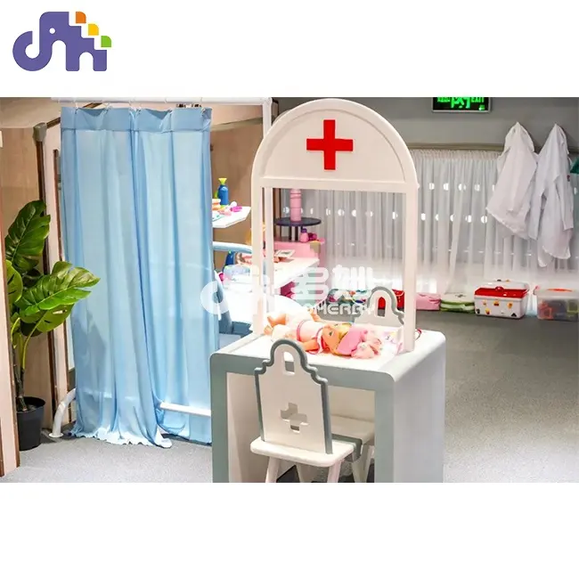 Children hospital police kids indoor wood house toys role play sets indoor playground playhouses