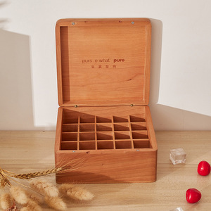Caja de Almacenamiento de Aceites Esenciales de Madera, 18x18x8.3cm, Organizador de Escritorio Hecho a Mano, Forma Rectangular - Product Image 1