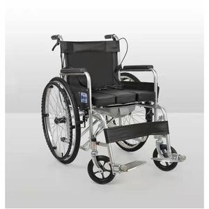 Fauteuil roulant manuel léger pliable portable avec frein en U pour usage domestique et hospitalier - Product Image 1