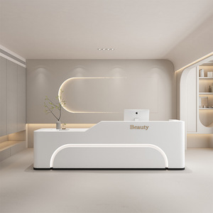 Lussuoso moderno banco Reception in legno di alta qualità bello aspetto per le piccole cliniche saloni di bellezza elegante cassa <span class=keywords><strong>scrivania</strong></span> - Product Image 4