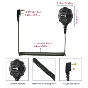 Micrófono Pequeño de 2 Pines para Baofeng UV-32 UV-5R TK2000 NX-3320, Micrófono de Hombro Resistente a la Lluvia para Walkie Talkie, Cable de Radio - Product Image 5
