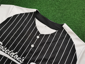 Impression par sublimation en gros maillot de baseball t-shirt chemise de baseball à rayures personnalisées pour hommes - Product Image 4