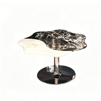 Ensemble de tables basses Centurymosaic en marbre noir et blanc, table basse irrégulière en pierre naturelle, table d'appoint pour salon