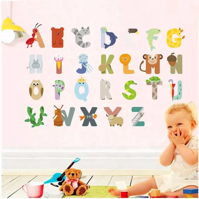 Hot sell children room decoration wall sticker nursery educational early childhood learning letters of the alphabet sticker