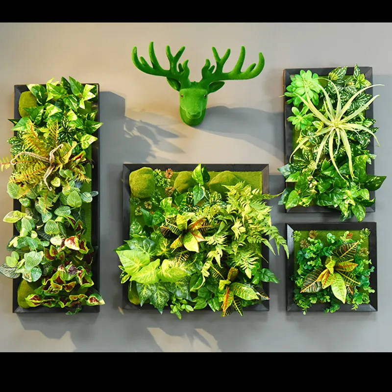 Wall decoration 3d photo frame plant hanging plant green grass wall for home decoration