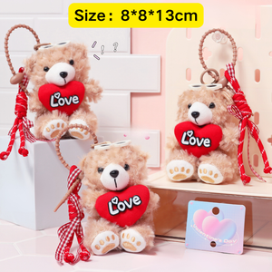 Portachiavi Peluche Orsetti Cartoon Multi-Stile, Giocattoli Imbottiti per Decorazione Zaini e Macchine Acchiappapeluche - Product Image 5