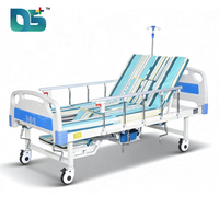 Cama de Hospital Manual Ajustable con Manivela de 4 Aspas, Cabecera/Pieera de ABS Soldada y 5 Barandas Plegables