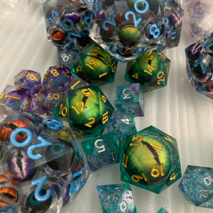 Eye DND <strong>Dice</strong> Dragon Eye Liquid Core Sharp Edge Handmade <strong>Dice</strong> <strong>Set</strong> for Dungeons and Dragons Ttrpg Multi-Sided RPG - Product Image 1