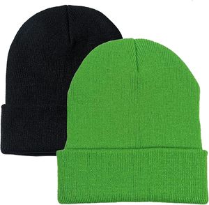 Unisex Solid Color Cuffed <b>Beanie</b> Hat 100% Acrylic Knit Winter Cap Casual Style for Adults Green and <b>Brown</b> Options - Product Image 2