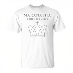 T-shirt chrétien Maranatha, design minimaliste moderne, vêtements unisexes blancs - Product Image 2