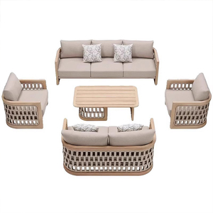 Sang trọng ngoài trời <span class=keywords><strong>sofa</strong></span> đặt Patio sân vườn Gỗ Tếch kết hợp của đóng đai dây thừng <span class=keywords><strong>sofa</strong></span> - Product Image 6