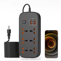 Tira de extensión de protección contra sobretensiones personalizada OL 4 puertos de salida USB 16A tomas de corriente de carga rápida para viajes de oficina en casa