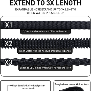 Tuyau d'arrosage extensible haute pression en polymère de 30 m sur mesure avec pistolet pulvérisateur réglable CNS, durable et antirouille pour plantes - Product Image 2
