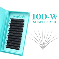 Extensions de cils Neelash coréennes en PBT, forme coupelle, longueurs 7-18mm, fibres technologiques, cruelty-free, style naturel, faites à la main, 3D 4D 5D