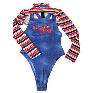 Disfraces de Halloween para Mujer 2 Piezas Muñeca Asesina de Pesadilla ¿Quieres Jugar? Body de Personaje de Película Conjunto de Disfraz de <span class=keywords><strong>Chucky</strong></span> para Halloween - Product Image 5