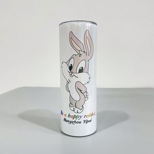 USA Warehouse Free Shipping Skinny Straight Iridescent White Sublimation Glitter Shimmer Holographic 20oz Tumbler with Lid - Product Image 1