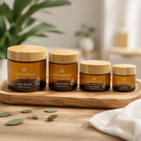 Emballage de luxe pour soins de la peau, faible MOQ, pot en plastique personnalisé de 8 oz pour beurre corporel 250 g avec couvercles en bambou