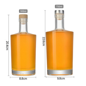 Bouteilles en verre pour spiritueux, vodka, whisky, <span class=keywords><strong>rhum</strong></span>, gin, liqueurs, 750 ml, bouteille de gin 500 ml, bouteille de vodka avec bouchon en liège naturel, boîte personnalisée - Product Image 5