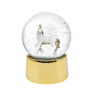 Snowball Holiday Decor Gold White Unicorn Snow Globe Horse Birthday Gifts