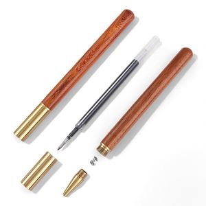 Stylo à bille en bois écologique noir et marron de luxe avec logo personnalisable pour homme, idéal pour le bureau et les cadeaux d'affaires - Product Image 3