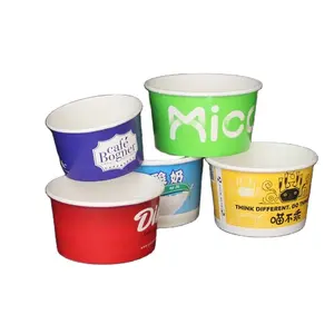 Eco-Friendly Wholesale Plastic Free 500ml Paper Smoothie Snack Serving Ice Cream Yogurt Containers Cup and Lid