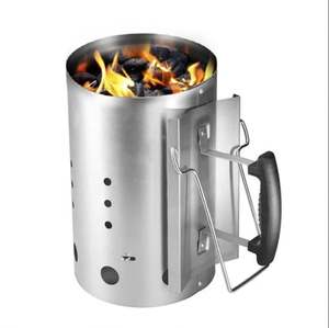 Barbecue écologique haut de gamme en acier inoxydable argenté, avec kit de démarrage rapide pour foyer et gril à charbon de bois - Product Image 1